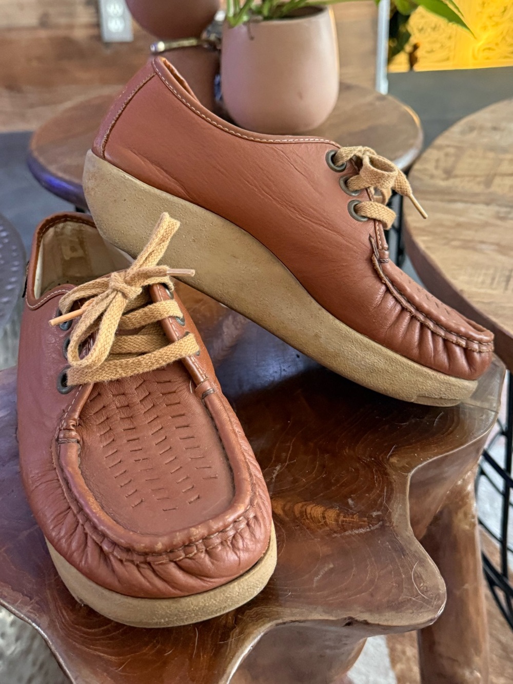Vintage SAS Leather Platform  Lace Ups Sz 5.5w
